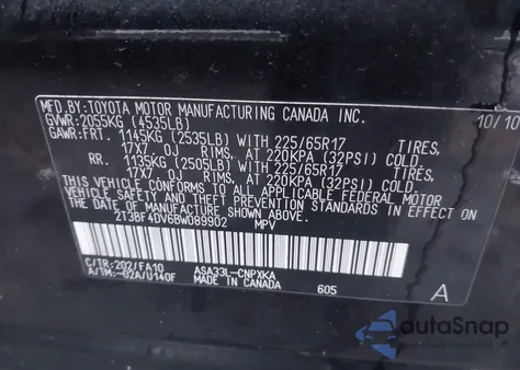 2011 Toyota Rav4 z USA, uszkodzony, nr VIN 2T3BF4DV6BW089902